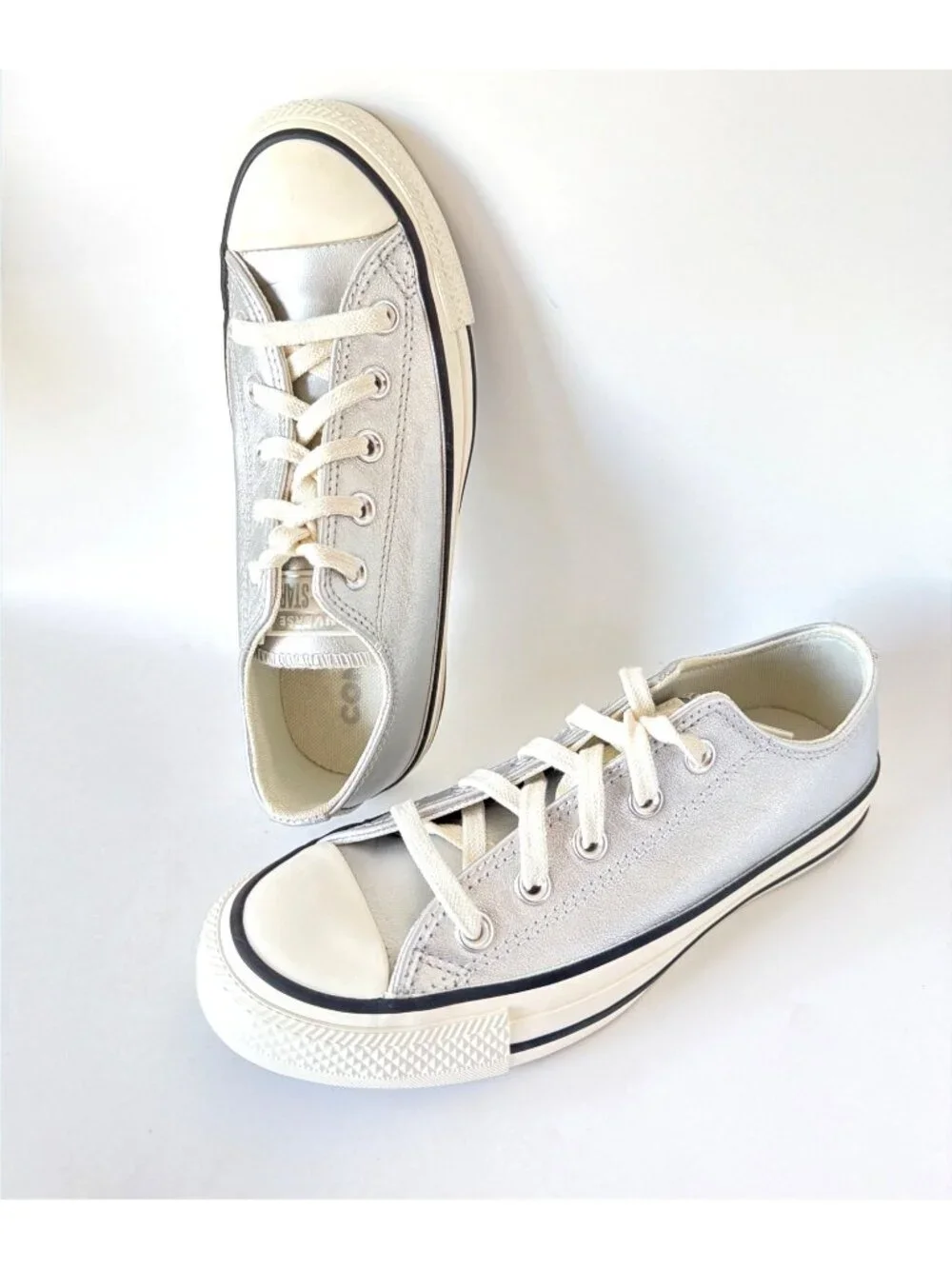 Converse All Star Womens Silver Low-Top Sneakers Size 6 - Picture 7 of 9